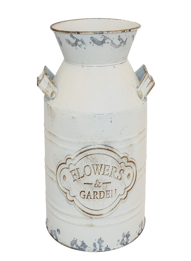 Fovasen Rustic Galvanized Milk Can Jug Vase - Metal Shabby Chic Primitive French Country Style Farmhouse Decorative Flower Holder for Living Room, Bedroom, Kitchen - 9.4" - Image 1